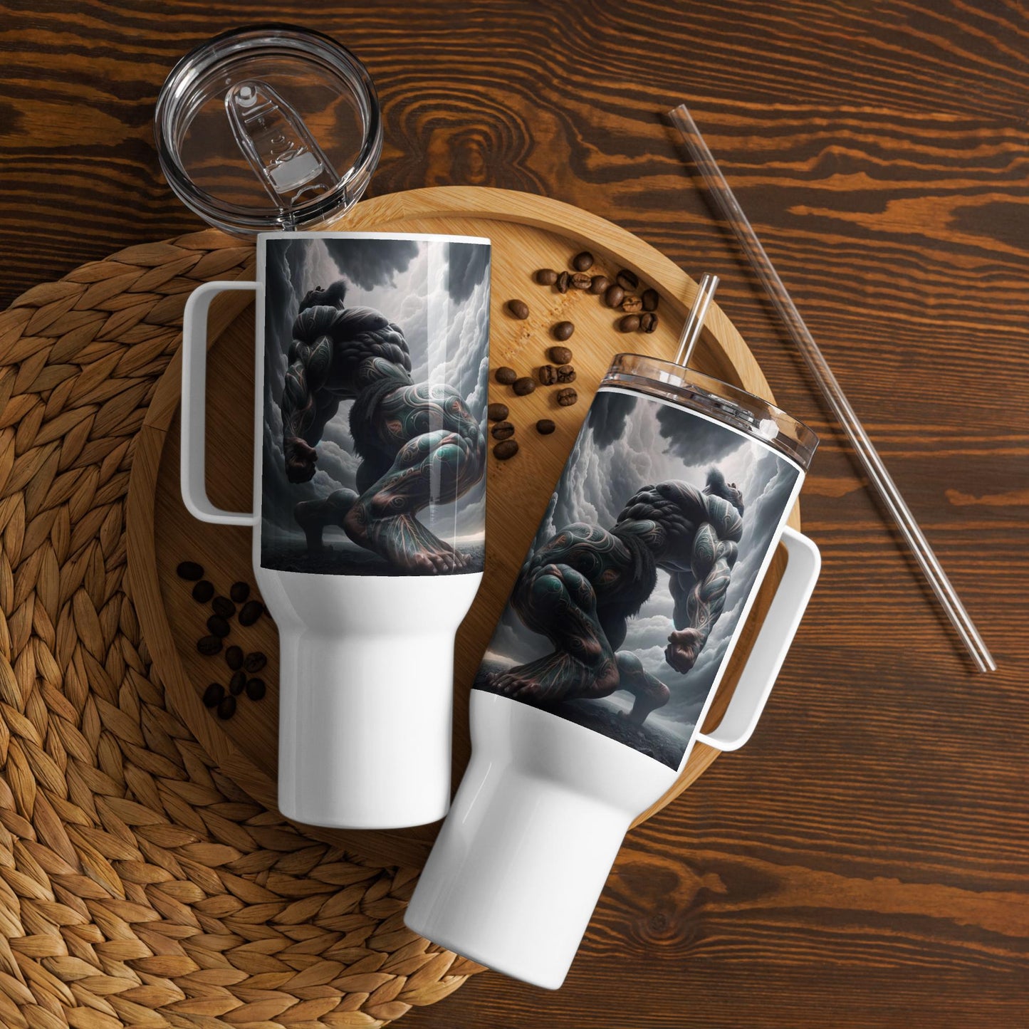 Travel mug with a handle