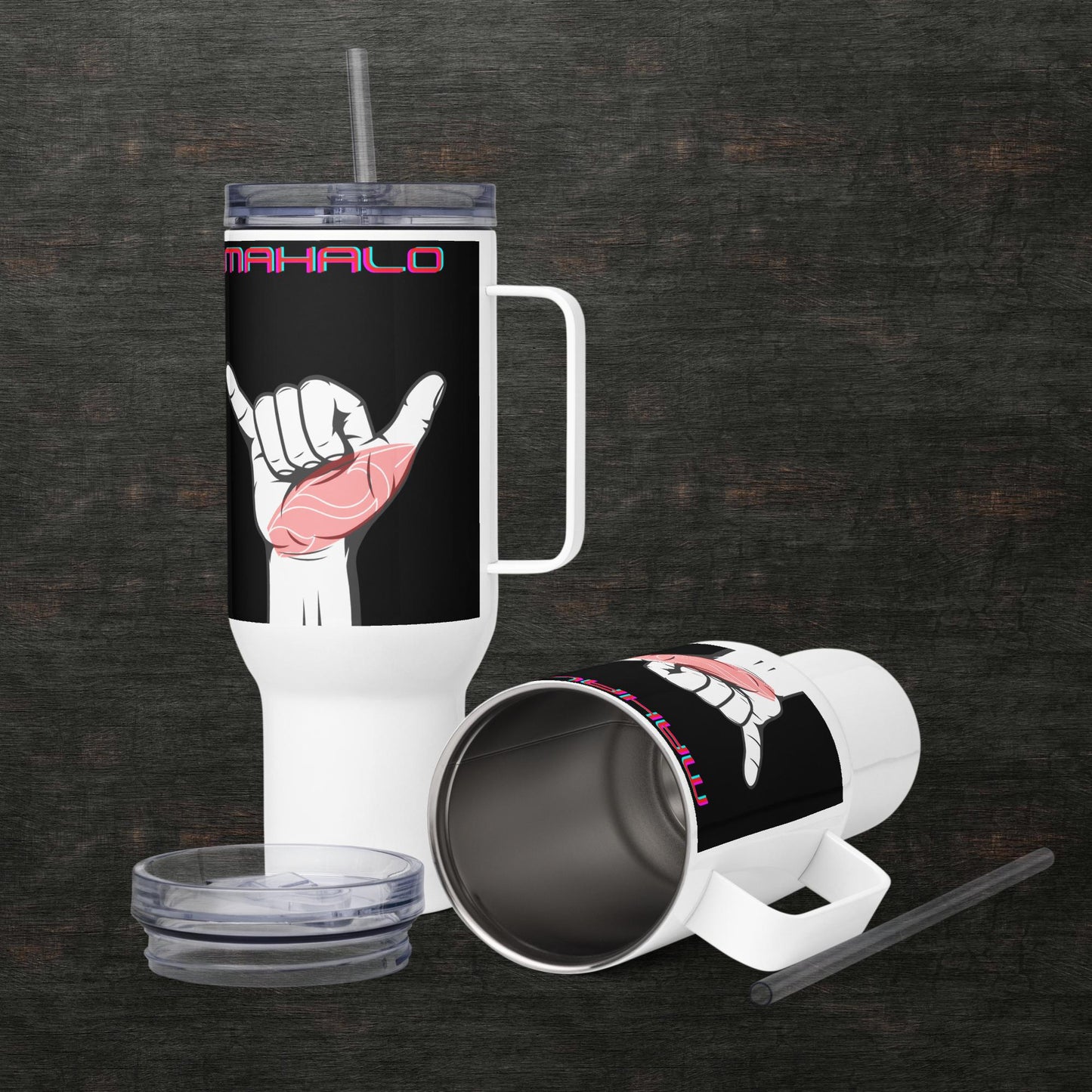Travel mug with a handle