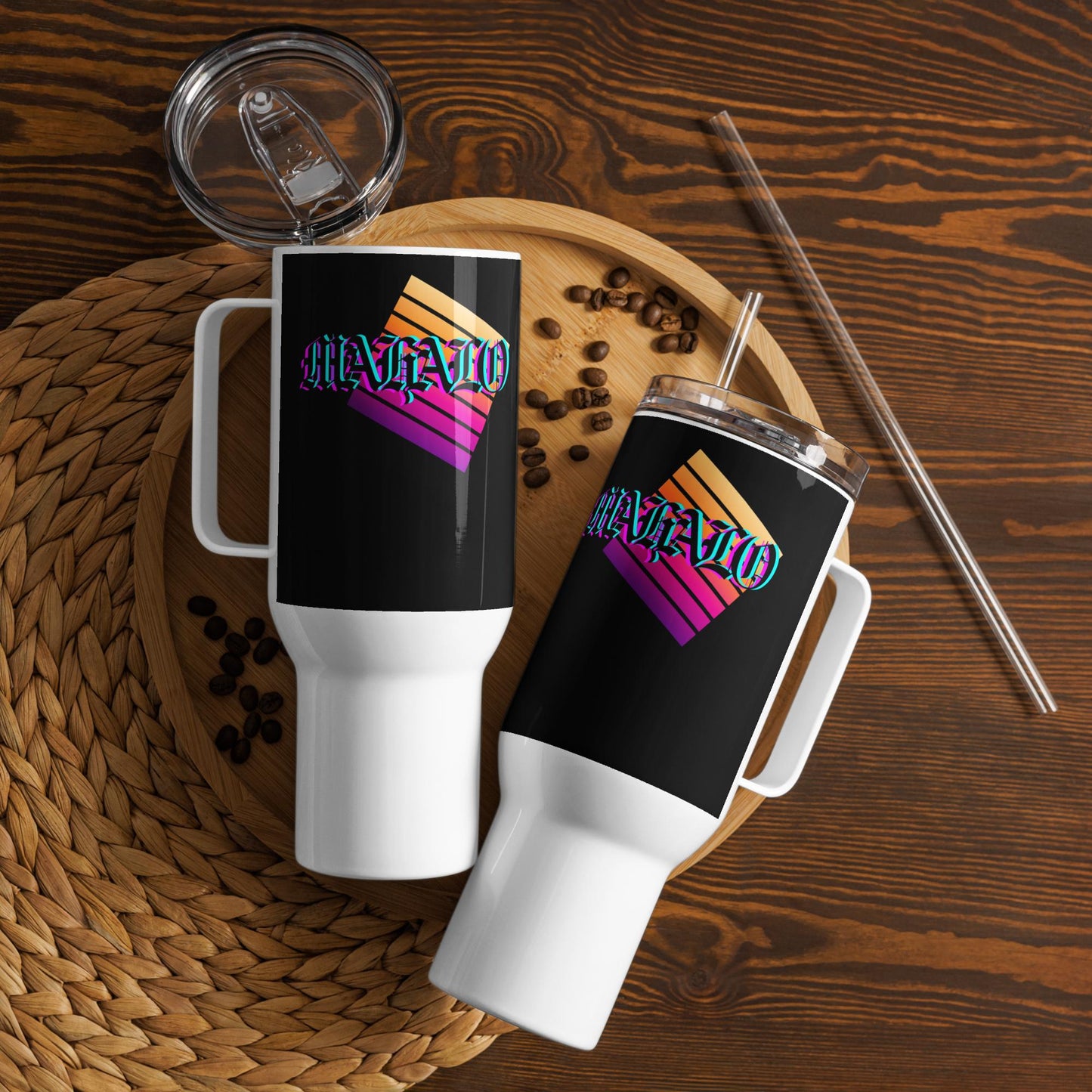Travel mug with a handle