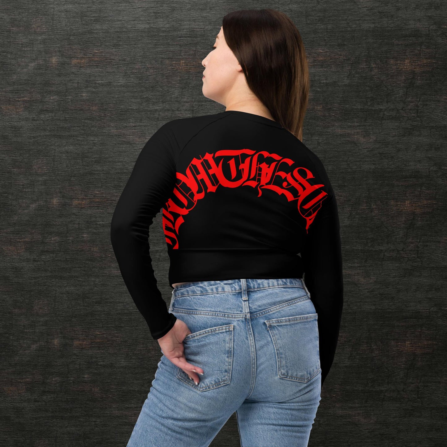 Recycled long-sleeve crop top