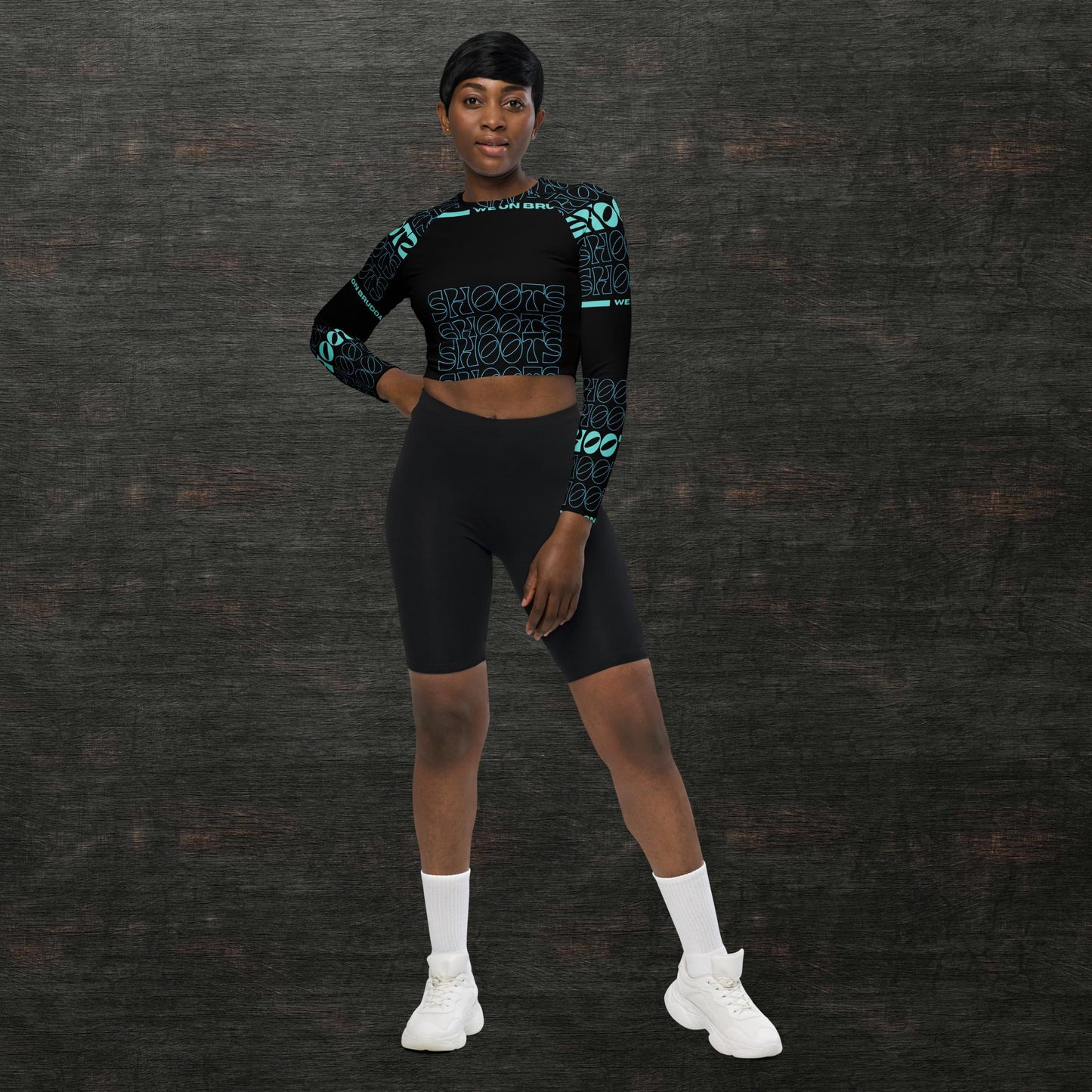 Recycled long-sleeve crop top