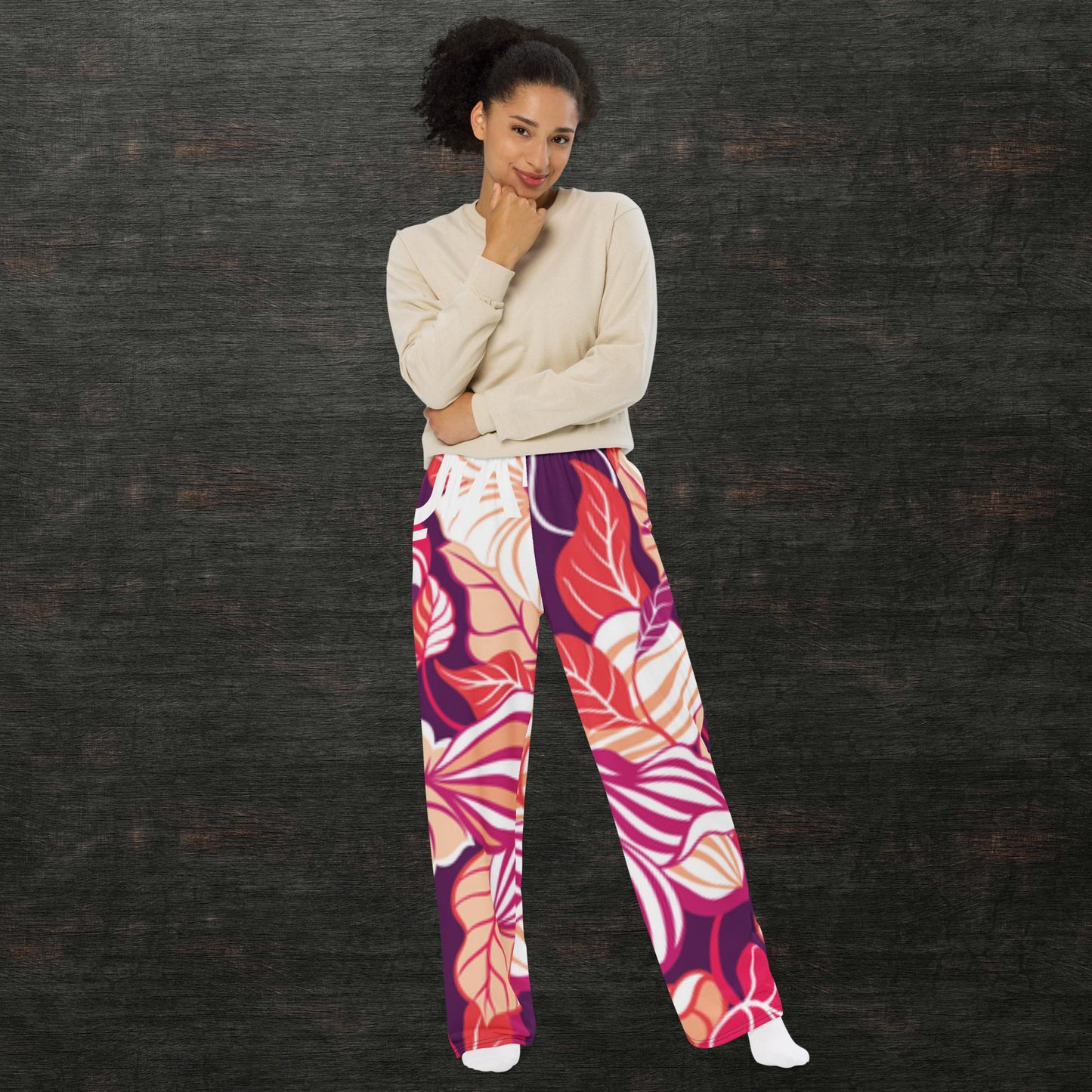 All-over print unisex wide-leg pants