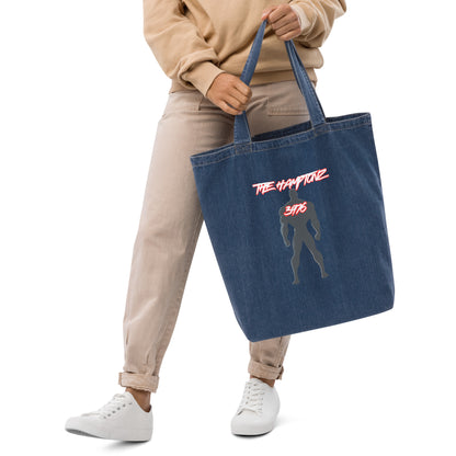 Organic denim tote bag