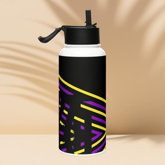 Stainless steel water bottle with a straw lid